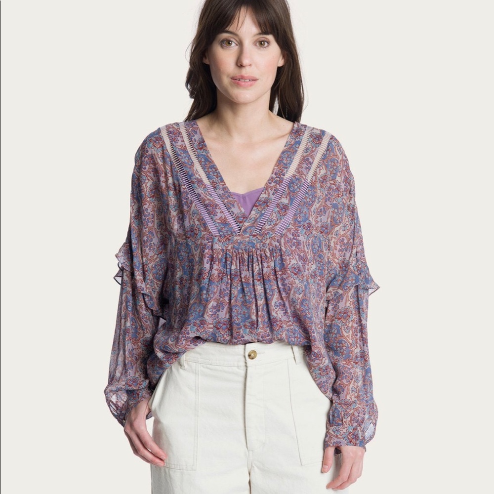 NWT Frye Violet printed blouse,Size M